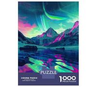 Rompecabezas Difícil para Adultos De 1000 Piezas Neon Aurora Mountain Reflections Rompecabezas para Adultos Juego Práctico Arte De Pared Regalo De Cumpleaños, Regalos, 38x26cm/1000pcs