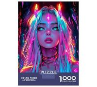 Rompecabezas Difícil para Adultos De 1000 Piezas Neon Crystal Girl Rompecabezas para Adultos Juguetes De Bricolaje Mejora La Memoria Desafiante De Completar 52x38cm/1000pcs