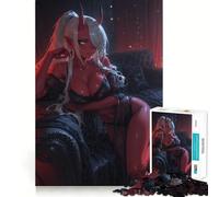 Rompecabezas difícil para Adultos de 1000 Piezas: Niña Demonio de Piel roja en un sofá Juguete de lógica Fina Divertido y Relajante Bordes limpios Regalo Original (50x75cm)