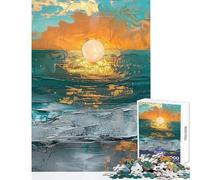 Rompecabezas difícil para Adultos de 1000 Piezas Paisaje Marino al Atardecer Azul Juego Educativo para Mejorar la Memoria Juguetes antiestrés diversión en casa (52x38cm)