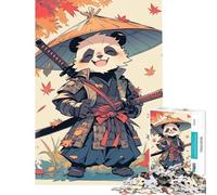 Rompecabezas difícil para Adultos de 1000 Piezas Panda Samurai - Lindos Juguetes educativos de Samurai - Divertidos Regalos para Mujeres (Tamaño 50x75cm)