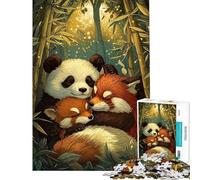 Rompecabezas difícil para Adultos de 1000 Piezas Panda y Pandas Rojos durmiendo Rompecabezas antiestrés para Adultos Decoración del hogar Un Reto para completar (tamaño 38x52cm)