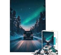 Rompecabezas difícil para Adultos de 1000 Piezas Paseo Nocturno bajo la Aurora Boreal Juego Familiar de Arte y decoración para el hogar para Mayores de 14 años (38x52cm)