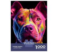Rompecabezas Difícil para Adultos De 1000 Piezas Pitbull Fluorescent UV Rompecabezas para Adultos Juguetes De Bricolaje Mejora La Memoria Desafiante De Completar 52x38cm/1000pcs