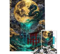 Rompecabezas difícil para Adultos de 1000 Piezas Puerta del Dragón y la Luna Rompecabezas para Adultos Juegos relajantes Vacaciones en casa Matar el Tiempo Regalo de cumpleaños Regalos (38x26cm)