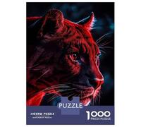Rompecabezas Difícil para Adultos De 1000 Piezas Red and Blue Panther Portrait Rompecabezas para Adultos Juego De Ingenio Carrera De Velocidad De Manos Desafío Educativo 38x26cm/1000pcs