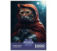 Rompecabezas Difícil para Adultos De 1000 Piezas Red Riding Hood Tabby Cat Rompecabezas para Adultos Juguetes De Bricolaje Mejora La Memoria Desafiante De Completar 52x38cm/1000pcs