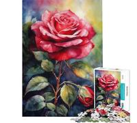 Rompecabezas difícil para Adultos de 1000 Piezas Rosa roja en Flor Un desafío para Pasar el rato en casa Juego Imposible para Mayores de 14 años Juego de Rompecabezas Disponible 38x26cm