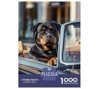 Rompecabezas Difícil para Adultos De 1000 Piezas Rottweiler Cabriolet Car Rompecabezas para Adultos Juguetes Antiestrés Desafío Educativo De Corte De Precisión 52x38cm/1000pcs