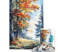 Rompecabezas difícil para Adultos de 1000 Piezas Sendero otoñal del Bosque Rompecabezas para Adultos Juegos relajantes Que mejoran la Memoria Un Reto para completar (tamaño 50x75cm)