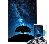 Rompecabezas difícil para Adultos de 1000 Piezas Silueta de árbol con Cielo Estrellado Juego Familiar desafiante Juguetes Ideales para Regalar en Familia (Tamaño 38x26cm)