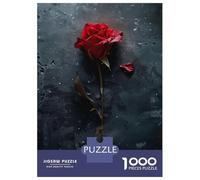 Rompecabezas Difícil para Adultos De 1000 Piezas Single Red Rose Rompecabezas para Adultos Juegos Relajantes Mejora La Memoria Regalo De Cumpleaños, Regalos, 38x26cm/1000pcs