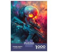 Rompecabezas Difícil para Adultos De 1000 Piezas Skull with Sniper Rifle Rompecabezas para Adultos Juguetes Antiestrés Desafío Educativo De Corte De Precisión 38x26cm/1000pcs