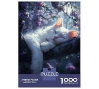 Rompecabezas Difícil para Adultos De 1000 Piezas Sleeping Cat in Blossoms Rompecabezas para Adultos Juegos Relajantes Difícil Desafío Educativo Difícil 52x38cm/1000pcs