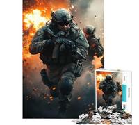 Rompecabezas difícil para Adultos de 1000 Piezas Soldado en acción Desafío Educativo Decoración de Pared Juguete Decoración de Pared para Mayores de 14 años Juego 50x75cm