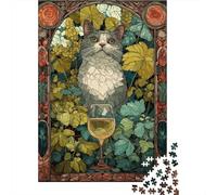 Rompecabezas Difícil para Adultos De 1000 Piezas Stained Glass Cat Art Print Rompecabezas Juego Práctico Una Obra De Arte Regalos para Amigos Y Familiares 52x38cm/1000pcs