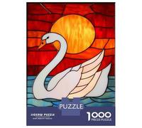 Rompecabezas Difícil para Adultos De 1000 Piezas Stained Glass Swan Sunset-2 Rompecabezas para Adultos Juguetes Antiestrés Desafío Educativo De Corte De Precisión 70x50cm/1000pcs