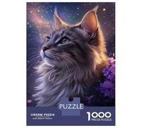 Rompecabezas Difícil para Adultos De 1000 Piezas Starry Cat'S Gaze Rompecabezas para Adultos Juego De Ingenio Carrera De Velocidad De Manos Desafío Educativo 38x26cm/1000pcs