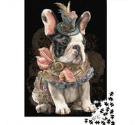 Rompecabezas Difícil para Adultos De 1000 Piezas Steampunk French Bulldog Art Print Rompecabezas Juego Práctico Una Obra De Arte Regalos para Amigos Y Familiares 52x38cm/1000pcs