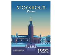 Rompecabezas Difícil para Adultos De 1000 Piezas Stockholm Sweden Rompecabezas para Adultos Juego Familiar Difícil Gran Regalo para Jugar 38x26cm/1000pcs