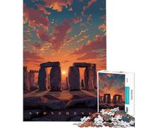 Rompecabezas difícil para Adultos de 1000 Piezas Stonehenge al Atardecer Pixel Art Difícil y desafiante Vacaciones en casa Matar el Tiempo Juego Imposible para Mayores de 14 años ofrecido