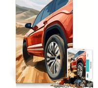 Rompecabezas difícil para Adultos de 1000 Piezas: SUV Rojo en Carretera desértica Juguete Intelectual Tiempo de Ocio Corte de Calidad (38x52cm)