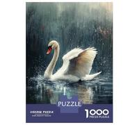 Rompecabezas Difícil para Adultos De 1000 Piezas Swan in The Rain Rompecabezas para Adultos Juego De Ingenio Carrera De Velocidad De Manos Desafío Educativo 38x26cm/1000pcs