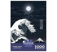Rompecabezas Difícil para Adultos De 1000 Piezas The Great Wave Night Japan Rompecabezas para Adultos Juguetes De Bricolaje Mejora La Memoria Desafiante De Completar 38x26cm/1000pcs