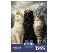 Rompecabezas Difícil para Adultos De 1000 Piezas Three Regal Cats with Crowns Painting Rompecabezas para Adultos Juegos Relajantes Difícil Desafío Educativo Difícil 70x50cm/1000pcs