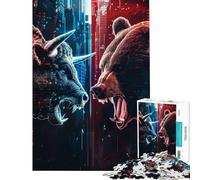 Rompecabezas difícil para Adultos de 1000 Piezas Toros contra Osos Ayuda a ejercitar el Cerebro Juguete Educativo para Toda la Familia a Partir de 14 años 50x75cm