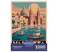 Rompecabezas Difícil para Adultos De 1000 Piezas Valletta Malta Vintage Travel Rompecabezas Antiestrés Juguetes De Corte De Precisión Gran Regalo para Jugar 70x50cm/1000pcs