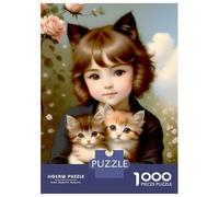 Rompecabezas Difícil para Adultos De 1000 Piezas Vintage Girl with Kittens Rompecabezas para Adultos Juegos Relajantes Mejora La Memoria Regalo De Cumpleaños, Regalos, 70x50cm/1000pcs