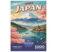 Rompecabezas Difícil para Adultos De 1000 Piezas Visit Japan MT. Fuji Vintage Rompecabezas Antiestrés Juguetes De Corte De Precisión Gran Regalo para Jugar 52x38cm/1000pcs