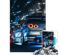 Rompecabezas difícil para Adultos de 1000 Piezas Vista Trasera del Nissan Skyline R Azul Juego de ingenio Juego desafiante Juguetes Regalos de cumpleaños decoración de Pared (tamaño 50x75cm)