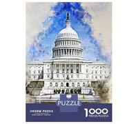 Rompecabezas Difícil para Adultos De 1000 Piezas Washington in Watercolor Rompecabezas para Adultos Juguetes De Bricolaje Mejora La Memoria Desafiante De Completar 70x50cm/1000pcs
