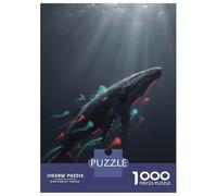 Rompecabezas Difícil para Adultos De 1000 Piezas Whale with Glowing Jellyfish Rompecabezas para Adultos Juegos Relajantes Mejora La Memoria Regalo De Cumpleaños, Regalos, 52x38cm/1000pcs