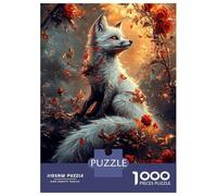 Rompecabezas Difícil para Adultos De 1000 Piezas White Fox in Rose Garden Rompecabezas para Adultos Juego Familiar Difícil Gran Regalo para Jugar 52x38cm/1000pcs
