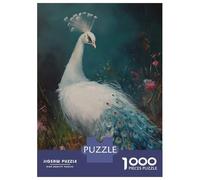 Rompecabezas Difícil para Adultos De 1000 Piezas White Peacock Painting Rompecabezas para Adolescentes Juegos Divertidos Regalos para Mujeres Desafiante De Completar 38x26cm/1000pcs