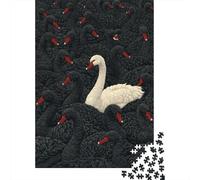 Rompecabezas Difícil para Adultos De 1000 Piezas White Swan Among Black Birds -3 Rompecabezas Juego Práctico Una Obra De Arte Regalos para Amigos Y Familiares 38x26cm/1000pcs