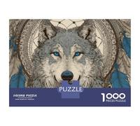 Rompecabezas Difícil para Adultos De 1000 Piezas Wolf Dreamcatcher Wall Art Print Rompecabezas para Adultos Juego Práctico Arte De Pared Regalo De Cumpleaños, Regalos, 70x50cm/1000pcs