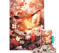 Rompecabezas difícil para Adultos de 1000 Piezas Zorro durmiendo Entre Flores de Cerezo Ayuda a ejercitar el Cerebro Juguete Educativo para Toda la Familia a Partir de 14 años 38x52cm