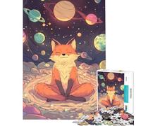 Rompecabezas difícil para Adultos de 1000 Piezas Zorro meditando en el Espacio Actividades Divertidas en casa Juguete desafiante para Decorar la Pared para Mayores de 14 años Juego (38x52cm)