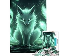 Rompecabezas difícil para Adultos de 1000 Piezas Zorro Verde místico Actividades Divertidas para Hacer en casa en Familia Juegos Divertidos Apto para Mayores de 14 años 38x26cm