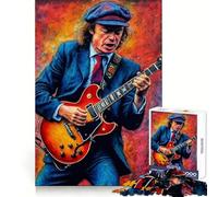 Rompecabezas difícil para Adultos de Angus Young Guitarrista, 1000 Piezas, para Mejorar la Memoria, Tiempo Bien invertido, Bordes limpios, (50x75cm)