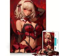 Rompecabezas difícil para Adultos de una Chica Anime Pelirroja con alas, 1000 Piezas, Juguete de lógica Fina, Divertido y Tranquilo, con Bordes limpios, Regalo Original (38x26cm)