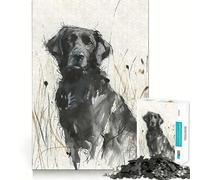 Rompecabezas difícil para Adultos: Dibujo de Perro cobrador en el Campo, 1000 Piezas Juguete de lógica Fina Divertido y Relajante Bordes limpios Regalo Original (50x75cm)