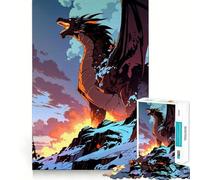 Rompecabezas difícil para Adultos Dragón rugiente en la Cima Nevada de 1000 Piezas Juguete Que desafía la Mente Entretenimiento Suave Corte preciso Regalo Memorable (38x52cm)
