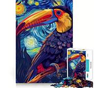 Rompecabezas difícil para Adultos Estilo Tucán en la Noche Estrellada, 1000 Piezas, Recall Upgrade Gentle Relax Clear Cut Unique Gift 38x26cm