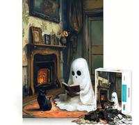 Rompecabezas difícil para Adultos Fantasma Leyendo Junto a la Chimenea de 1000 Piezas Mejora la Memoria, Calma y evasión Bordes Ajustados 38x52cm