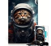 Rompecabezas difícil para Adultos Gato Astronauta Noruego, 1000 Piezas, con Memoria, fácil de armar, Ideal para el Ocio Regalo artístico (38x26cm)